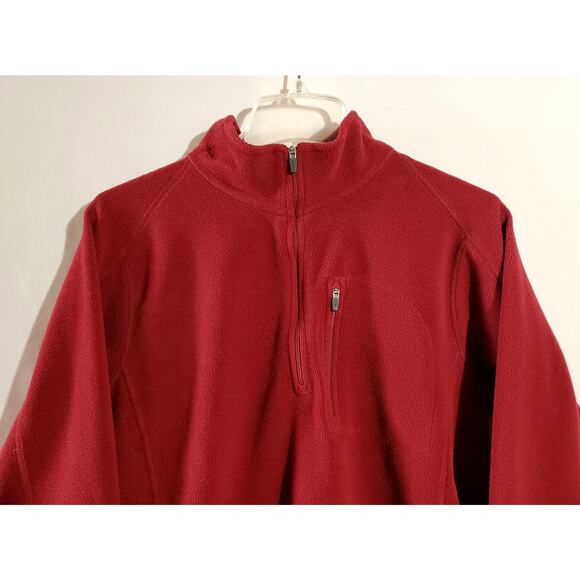 L.L. Bean Men's M Regular Trail Fleece 1/4 Zip Mock Neck Burgundy Red Pullover - Picture 3 of 6